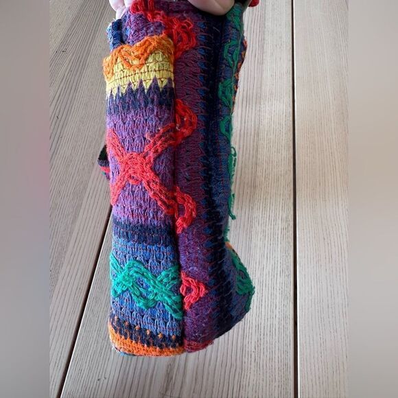 Toby Weston Vintage Aztec native inspired Western Print knit w/wood handle purse - Picture 9 of 9